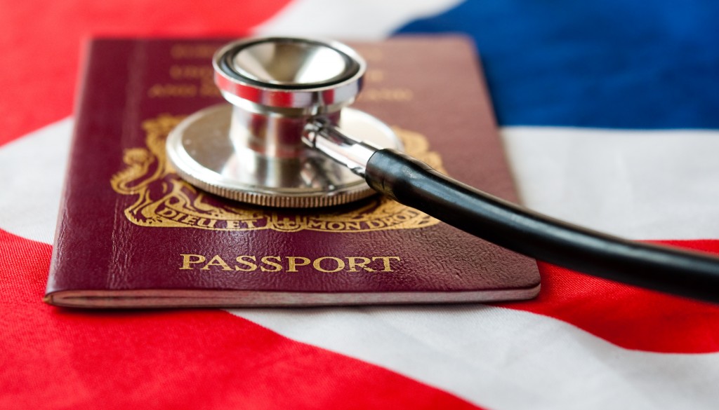 United Kingdom Passport and stethoscope
