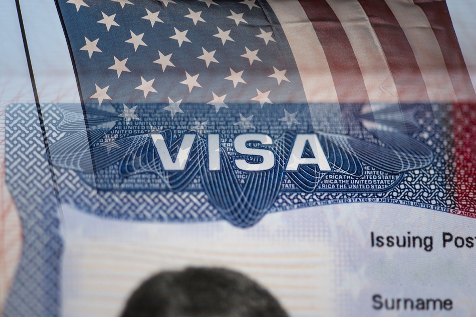 Close-up detail of American VISA